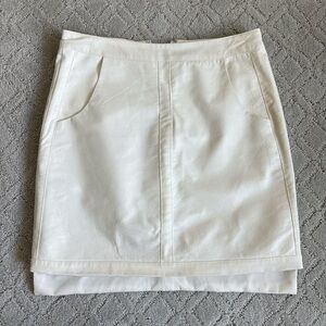 Bebe Elegant White Genuine Leather Skirt